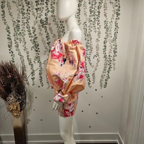 NWOT ASOS Orange Floral Puff Sleeve Dress Size US 2 - Picture 5 of 11